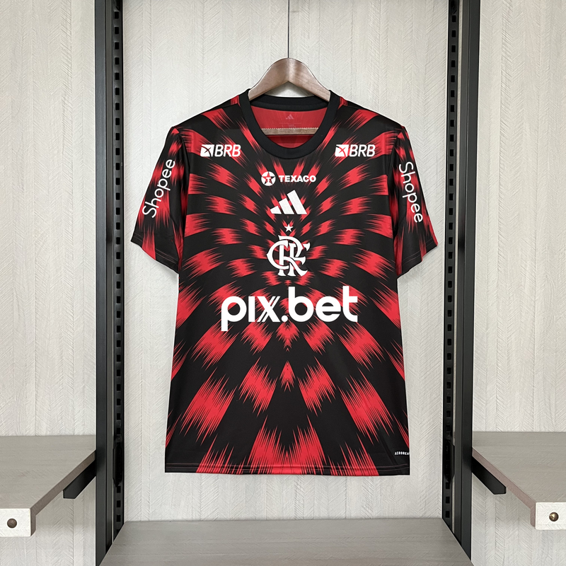 Camisa Oficial do CR Flamengo 25/26 Pré Jogo - Completa com Patrocínios