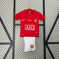 Conjunto Retrô Infantil Oficial do Manchester United 2007/2008 - Kids