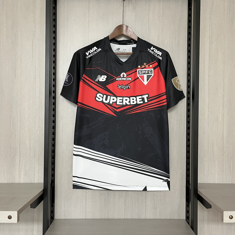 Camisa Oficial do São Paulo 25/26 Goleiro Completa com Patrocínios - Libertadores