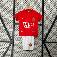 Conjunto Retrô Infantil Oficial do Manchester United 2007/2008 - Kids