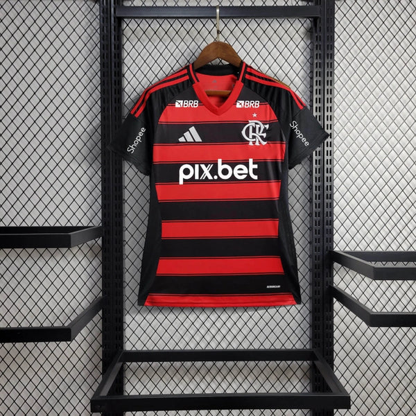 Camisa Feminina Oficial do CR Flamengo 25/26 Baby Look - Completa com Patrocínios