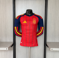 Camisa l Oficial da Espanha 26/27 Jogador Manga Longa - Bicampeã do Mundo