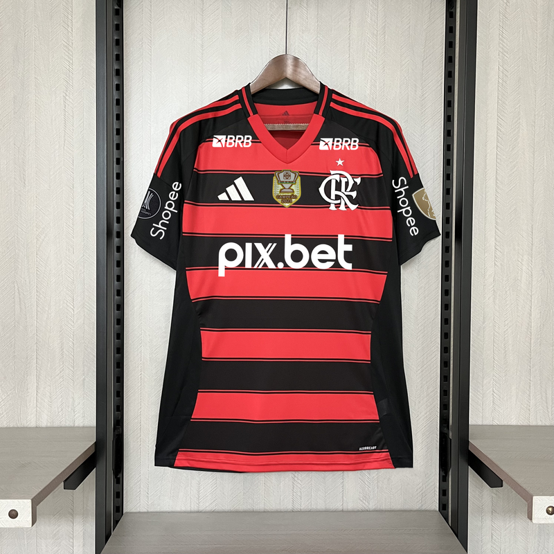 Camisa Oficial do CR Flamengo 25/26 - Completa com Patrocínios e Pacths