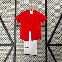 Conjunto Retrô Infantil Oficial do Manchester United 2007/2008 - Kids