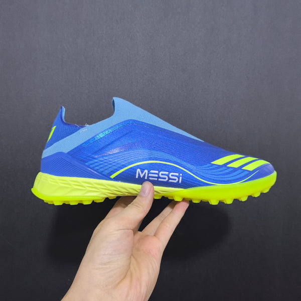 Chuteiras Society Messi x Adidas F50 Elite sem cadarço TF